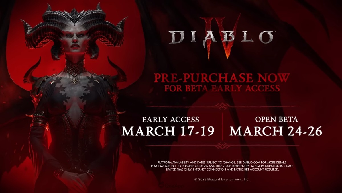 Diablo 4 Open Beta Test Begins On March 24, With Early Access On March ...